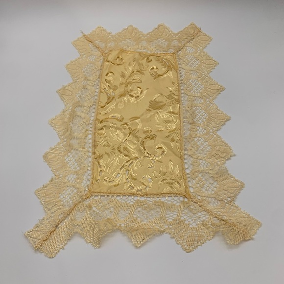 Set Of 4 Antique Italian Style Champagne Gold Motif Lace Furniture Runner Doily - Picture 3 of 11